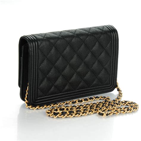 caviar wallet chanel|CHANEL Caviar Quilted Boy Wallet On Chain WOC Black.